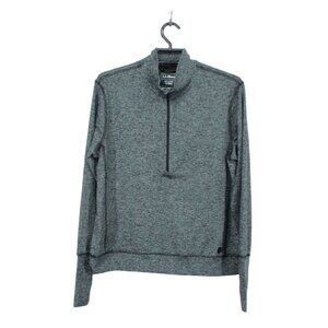 LL Bean VentureSoft Pullover Sweatshirt Quarter Zip Black Marl Size S